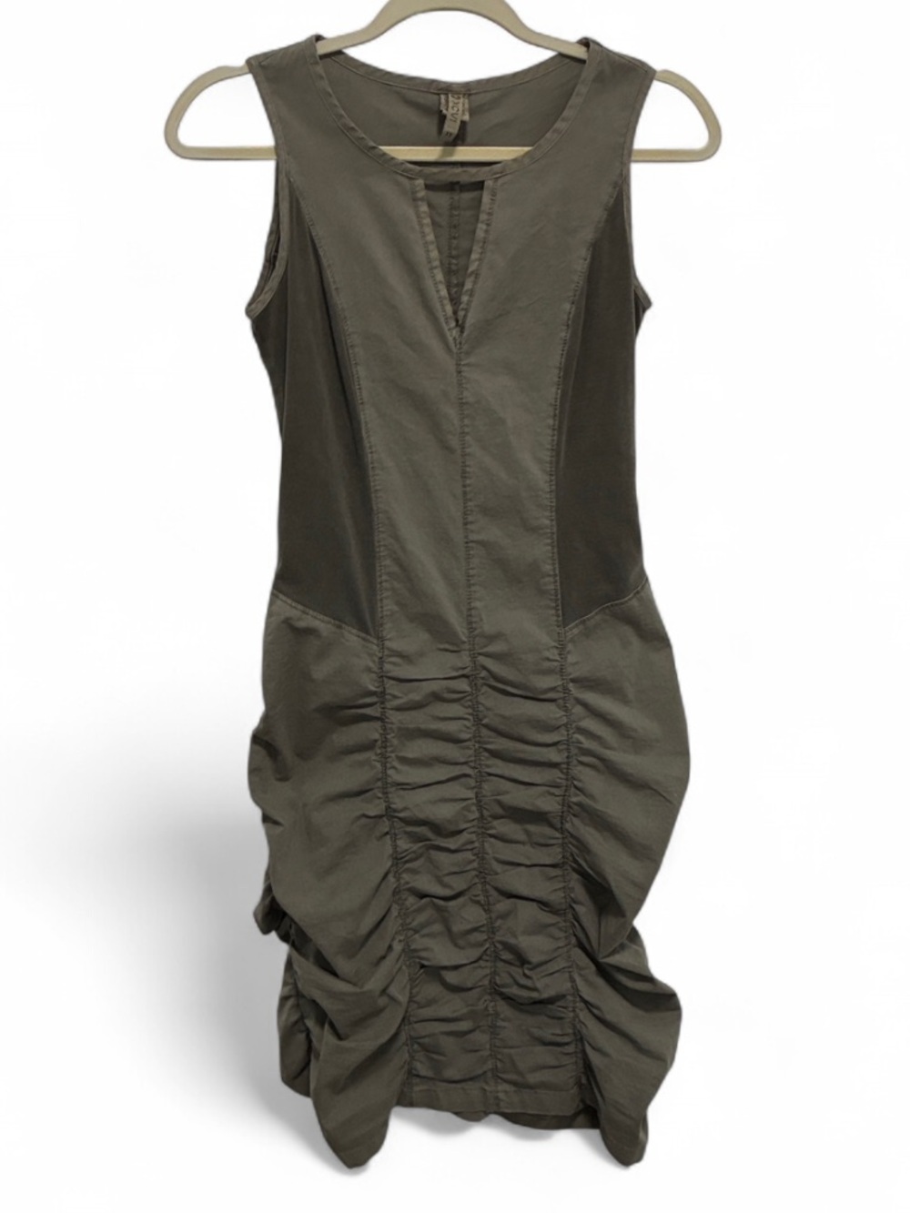 XCVI Olive Green Ruched Bodycon Sleevless Mini Dress